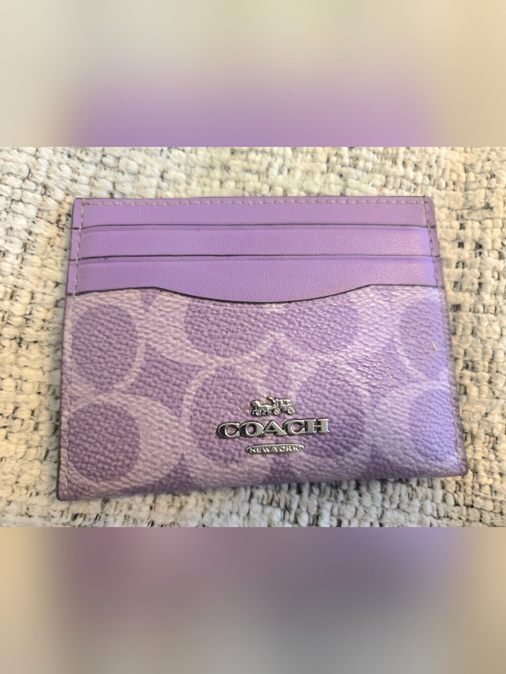 Coach Purple Signature Card Case - Picture 4 of 5